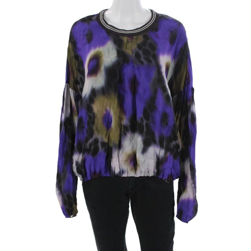 Beate Heymann Womens Black Long Sleeve Crew Neck Blouse Size 8